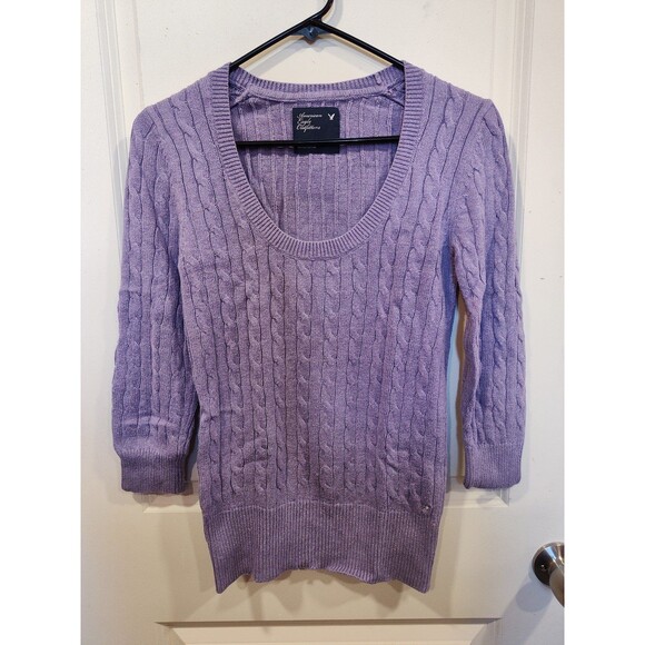 Women's American Eagle Cable Knit Sweater Medium Purple - Picture 1 of 5